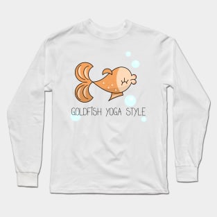 Goldfish yoga style comic draw Long Sleeve T-Shirt